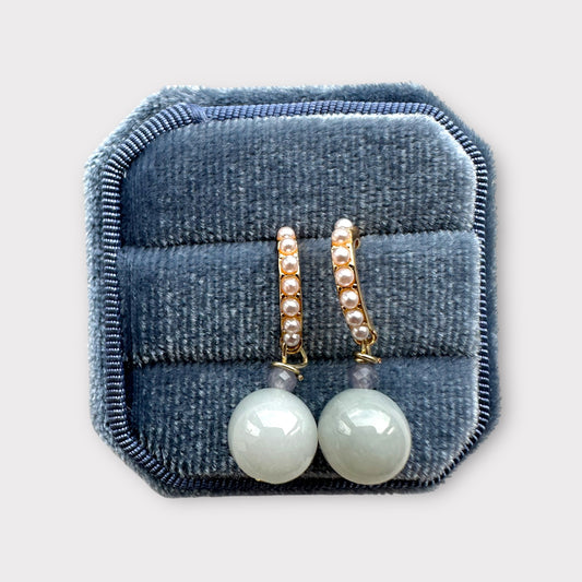 Pearls Jadeite Earring Studs