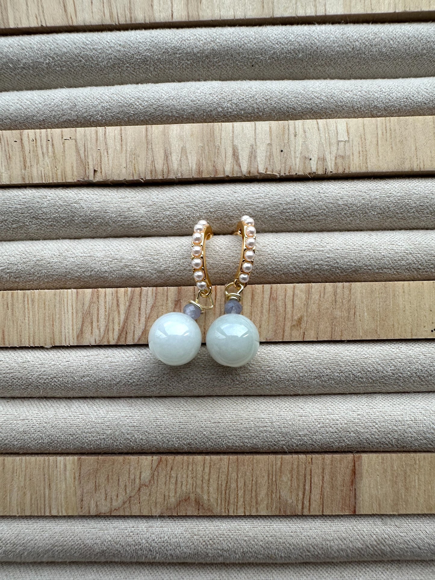 Pearls Jadeite Earring Studs
