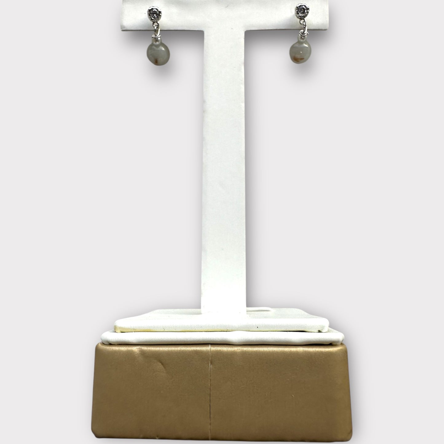 White Jadeite Ball Earring Studs