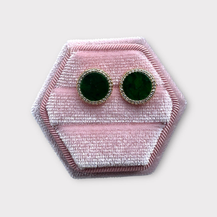 Green Round Jadeite Earring Studs