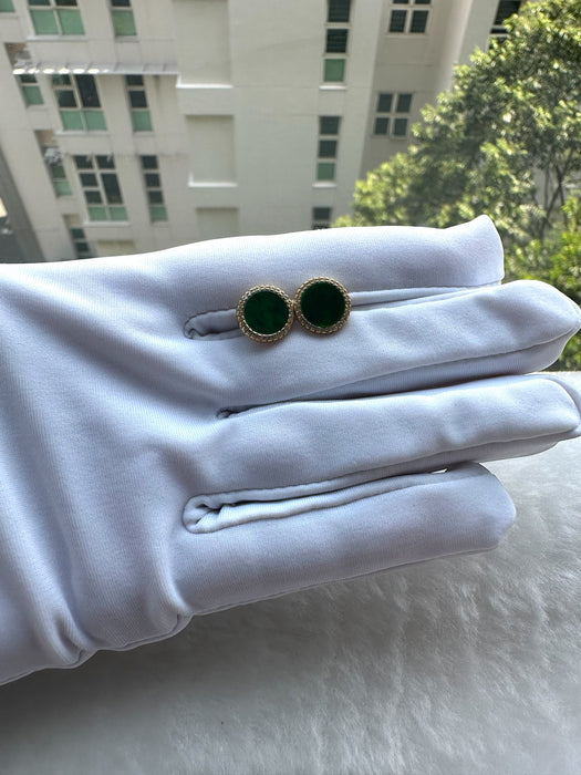 Green Round Jadeite Earring Studs