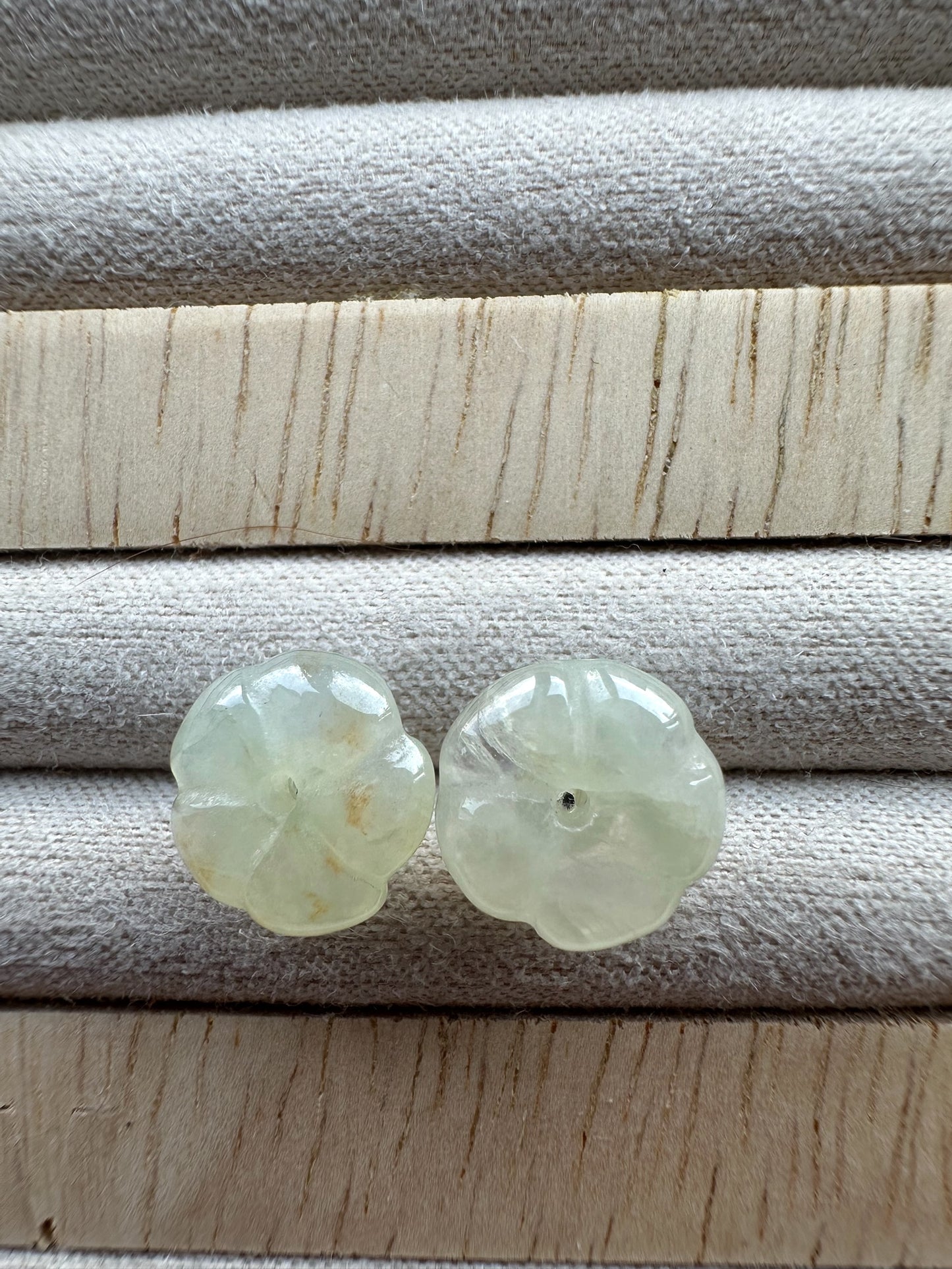 White Flower Jadeite Earring Studs