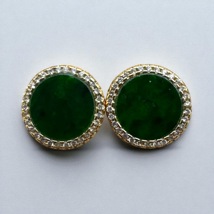 Green Round Jadeite Earring Studs