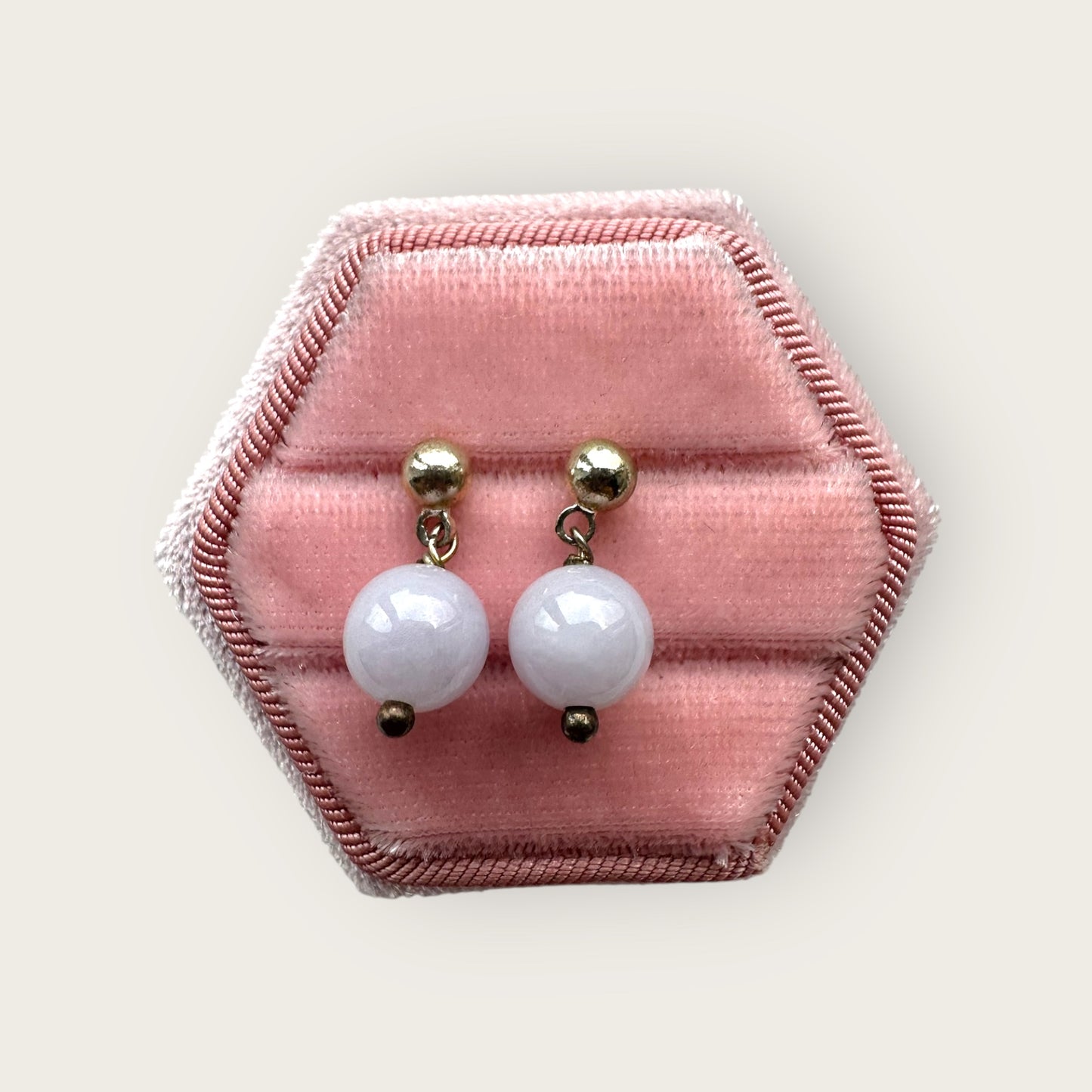 Dainty Purple Jadeite Ball Earring Studs