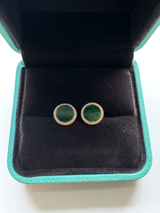 Green Round Jadeite Earring Studs