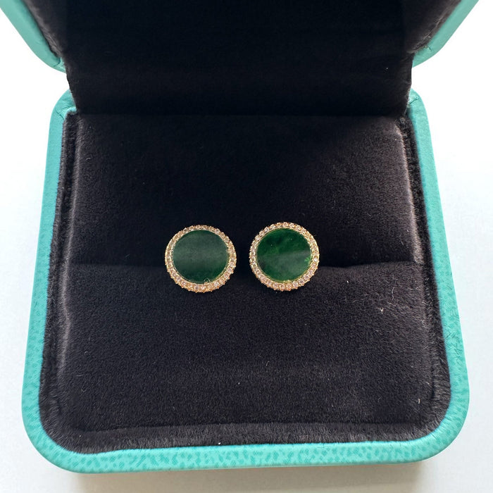 Green Round Jadeite Earring Studs