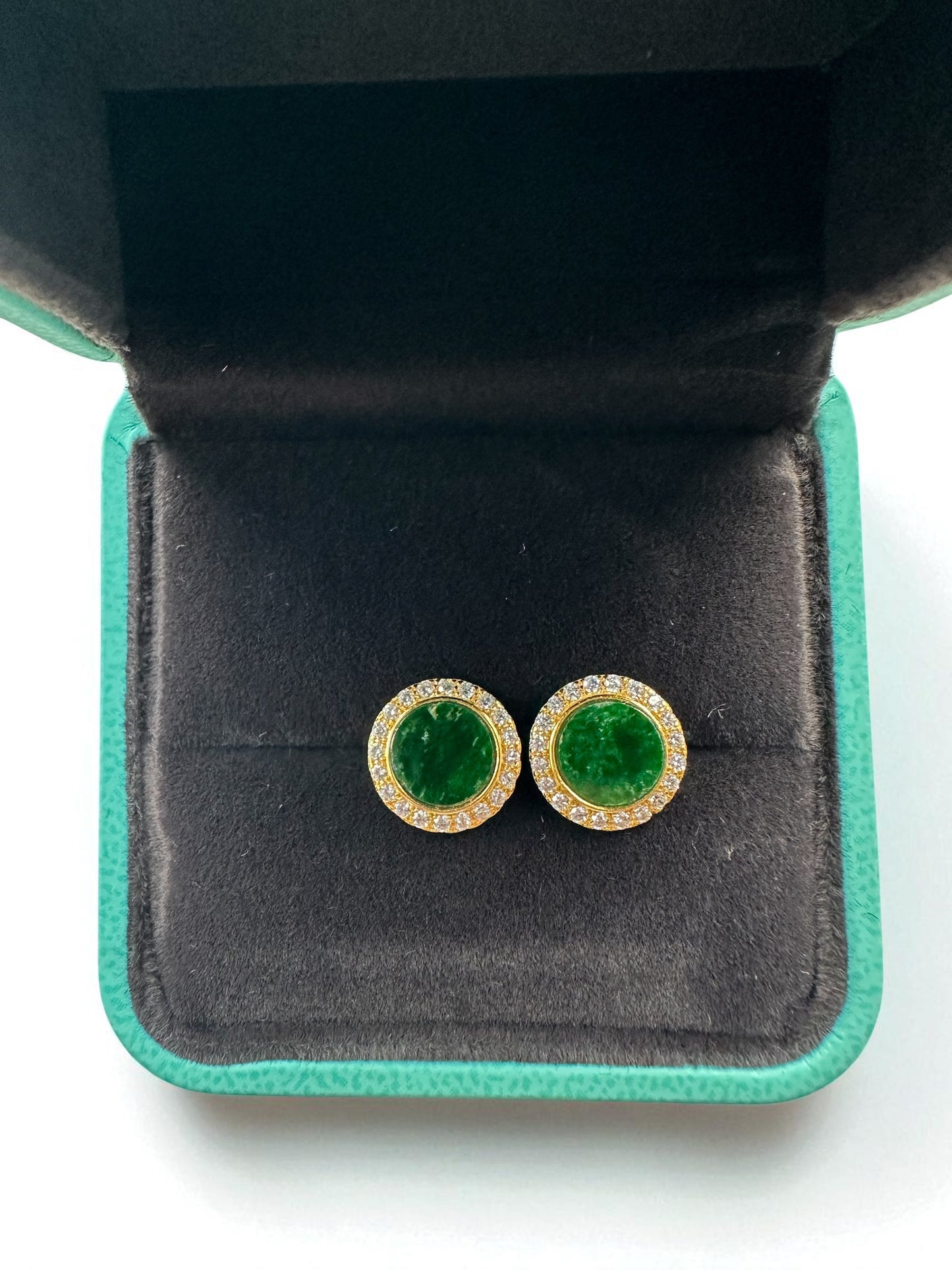 Green Round Jadeite Earring Studs