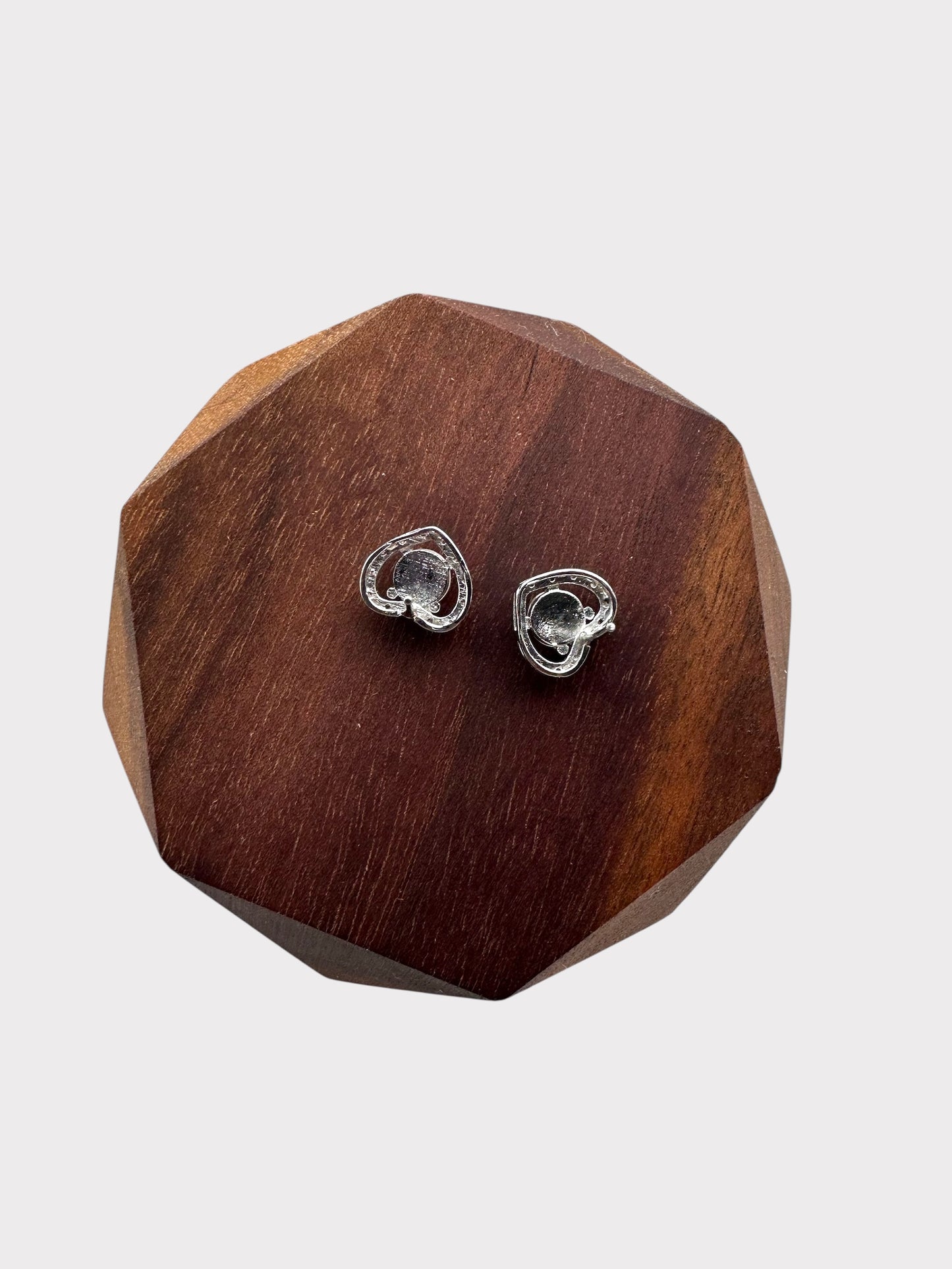 White Heart Jadeite Earring Studs