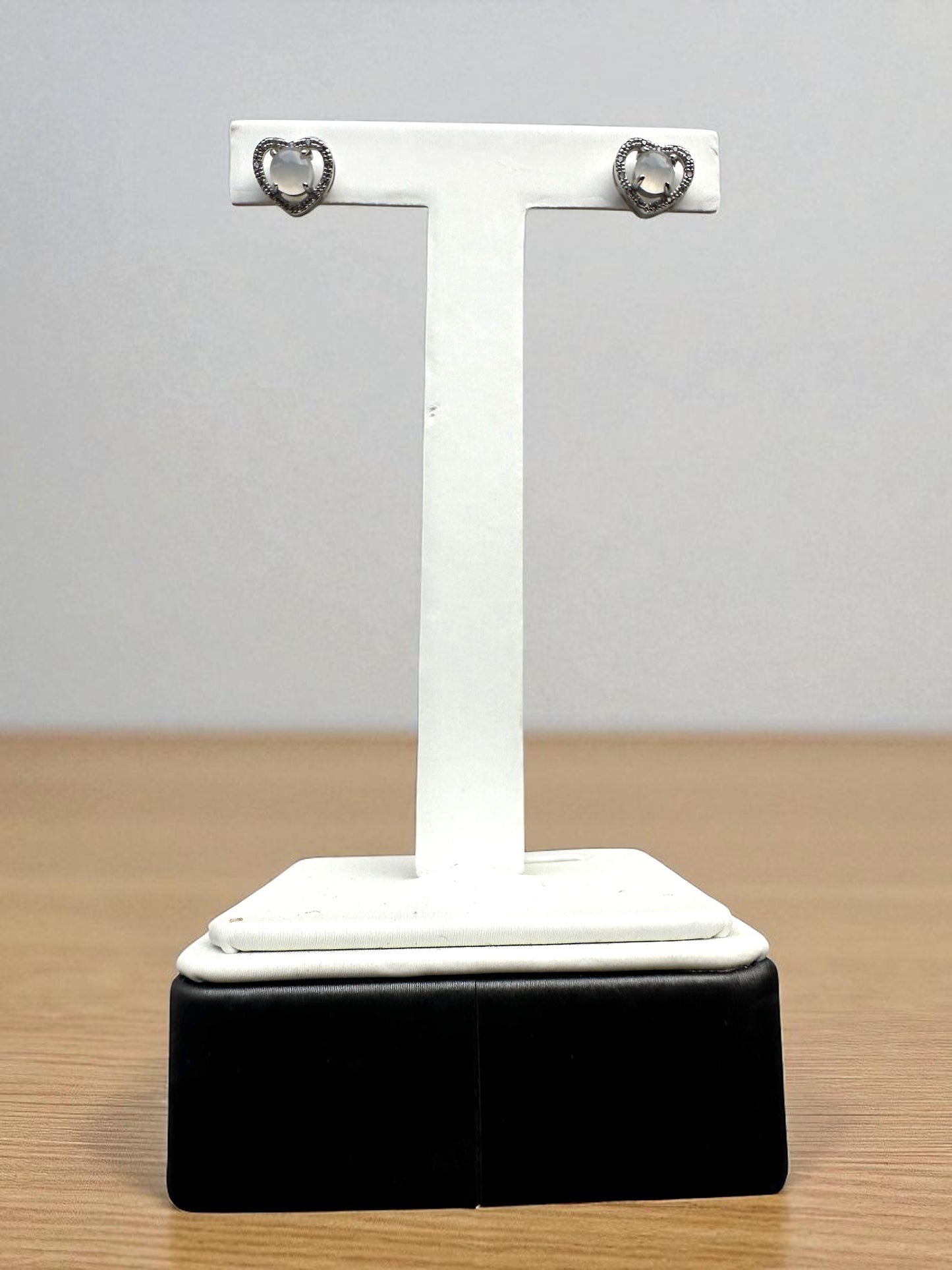 White Heart Jadeite Earring Studs