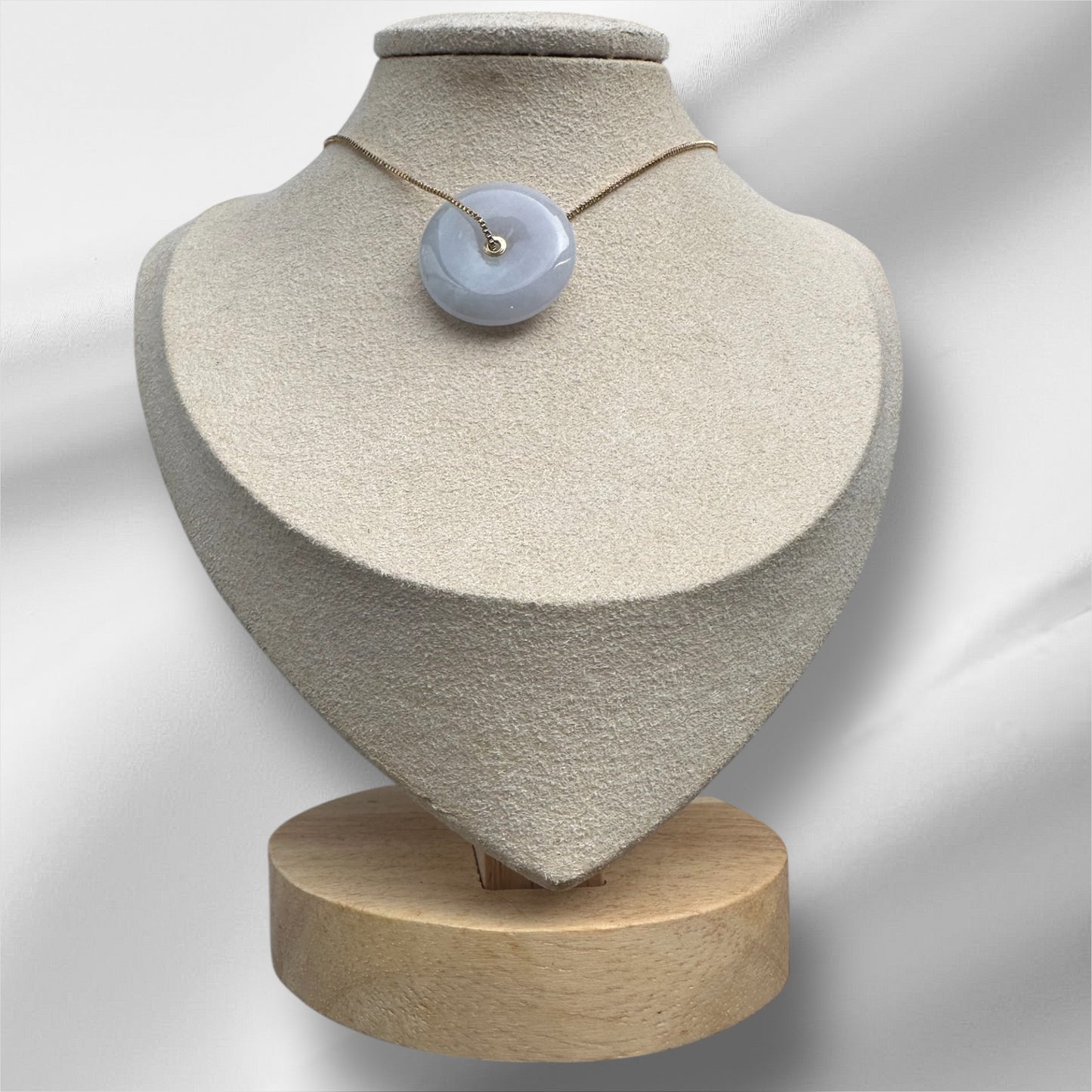 Purple Jadeite Donut Pendant - 18K Gold Inner Hook