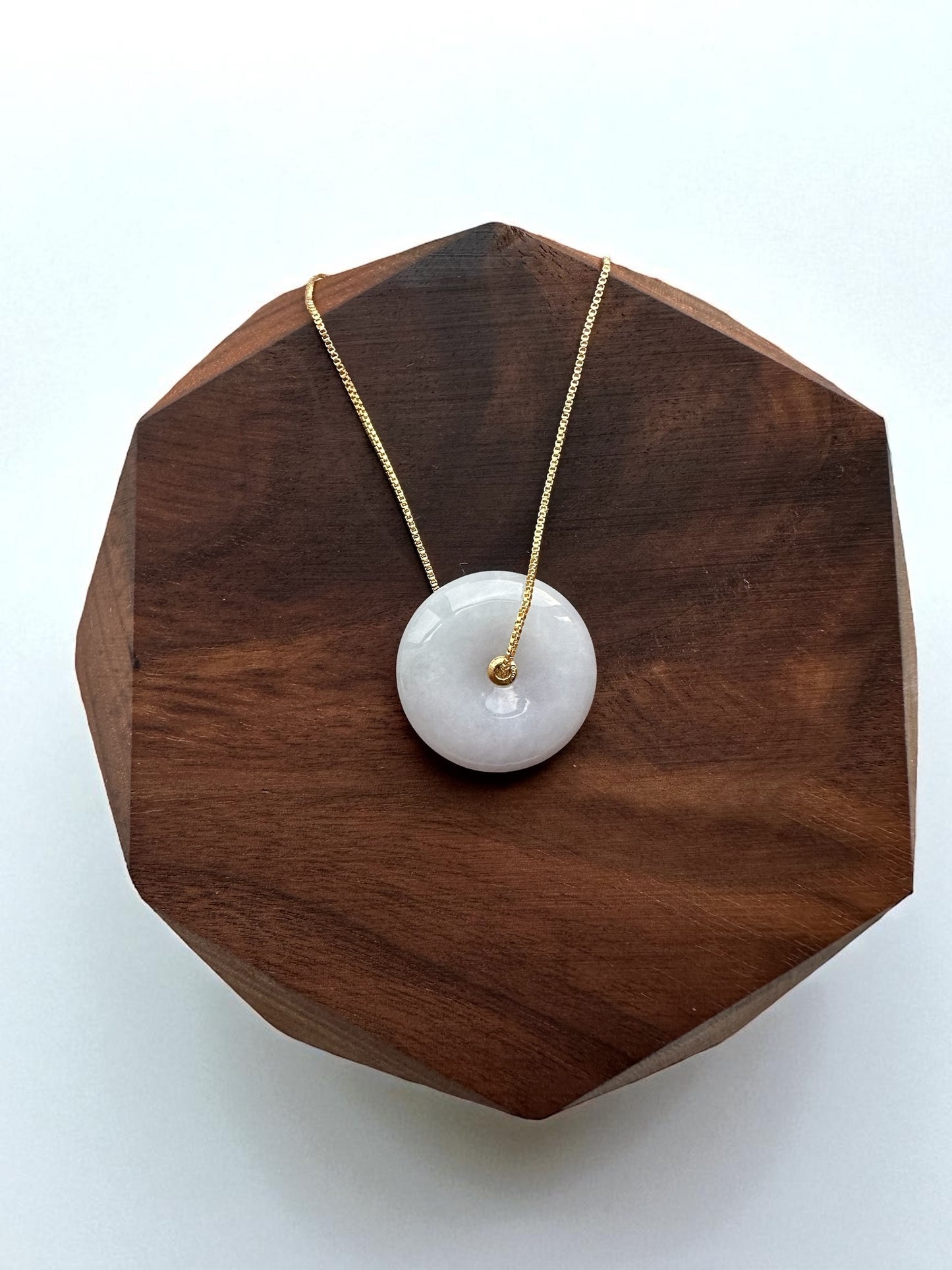 Purple Jadeite Donut Pendant - 18K Gold Inner Hook