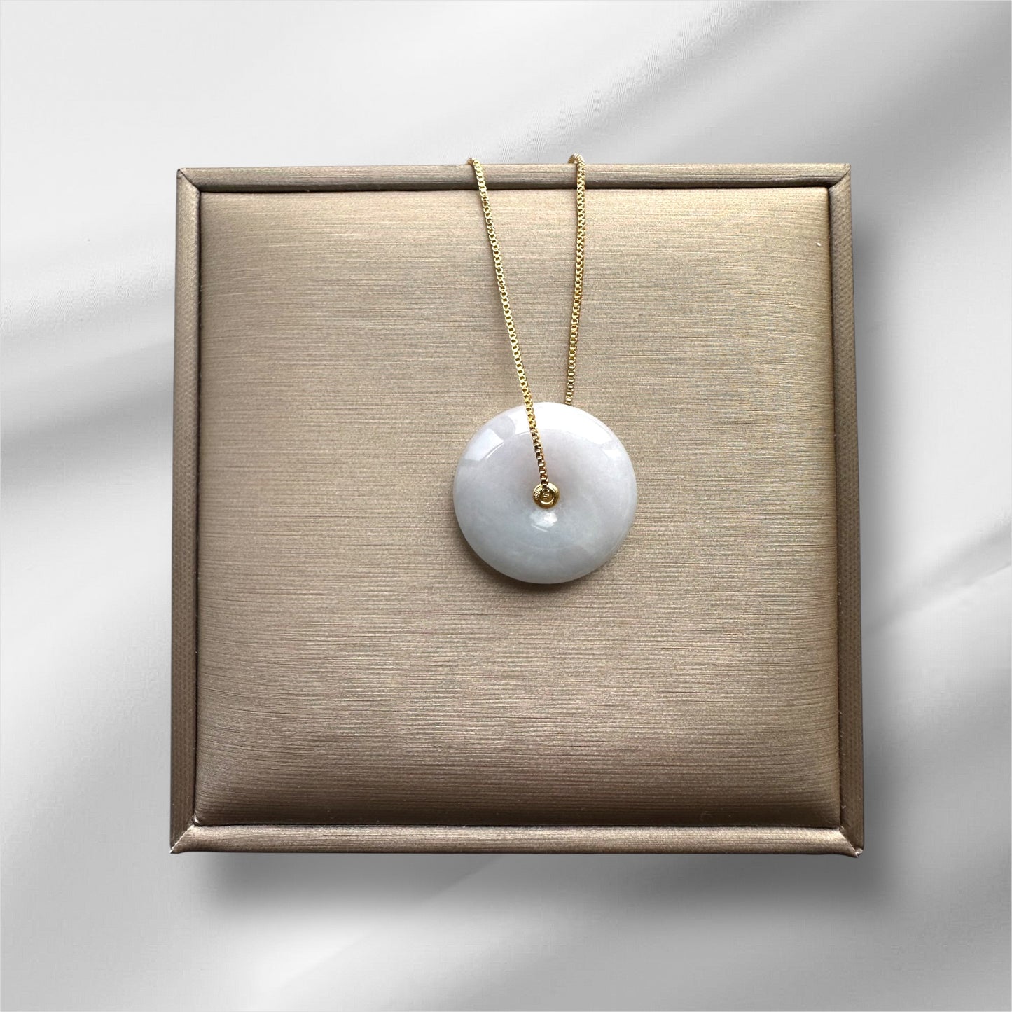 Purple Jadeite Donut Pendant - 18K Gold Inner Hook