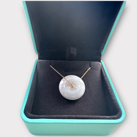 Purple Jadeite Donut Pendant - 18K Gold Inner Hook