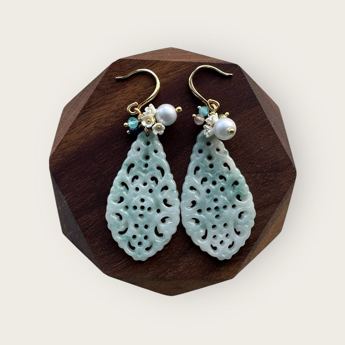Blue Jadeite Dangle Earring Hooks