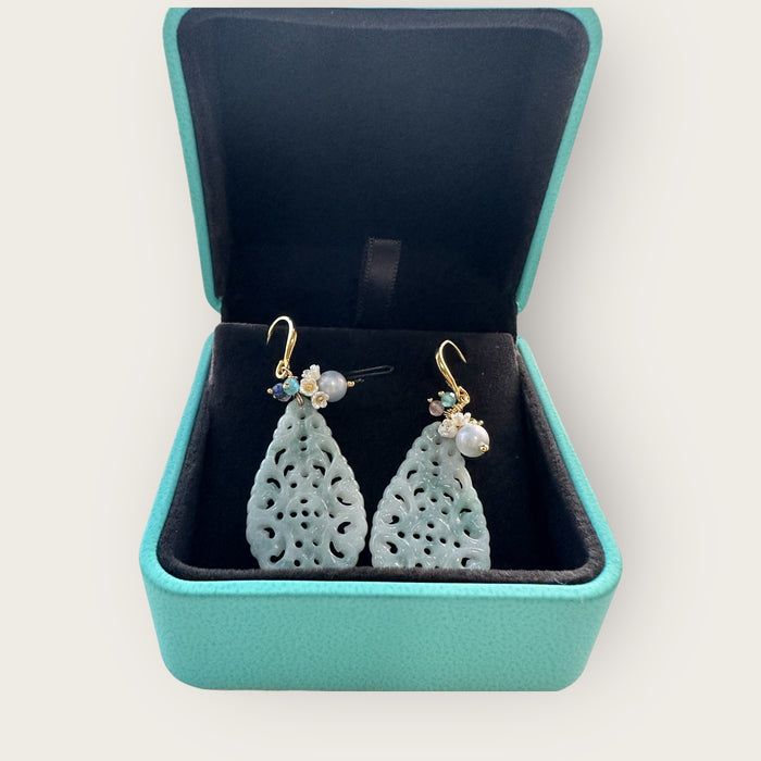 Blue Jadeite Dangle Earring Hooks