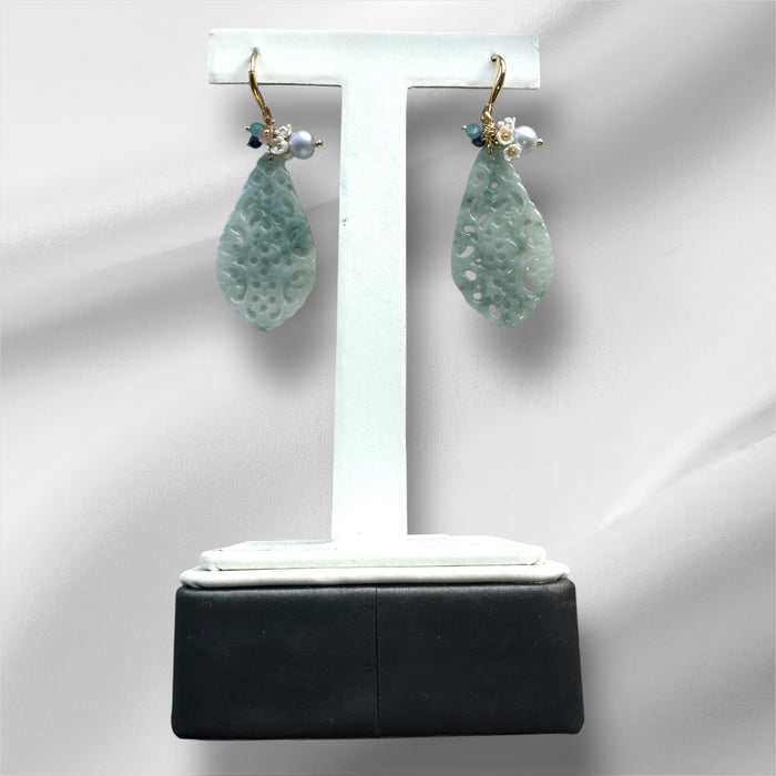 Blue Jadeite Dangle Earring Hooks