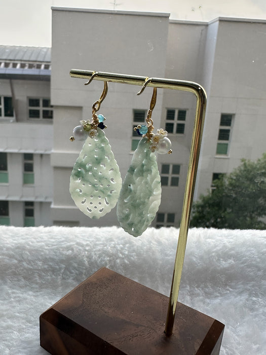 Blue Jadeite Dangle Earring Hooks