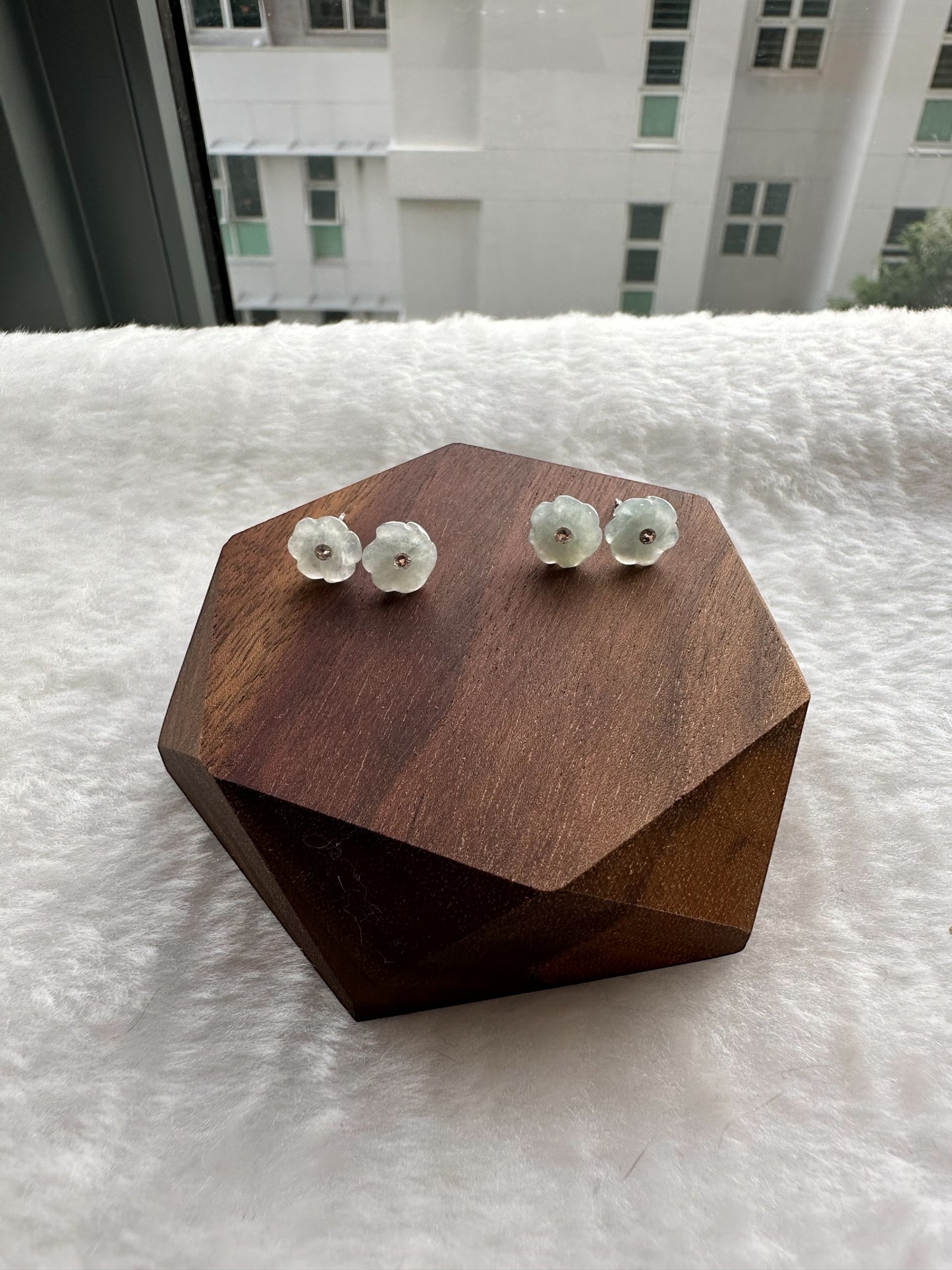 Flower Jadeite Studs