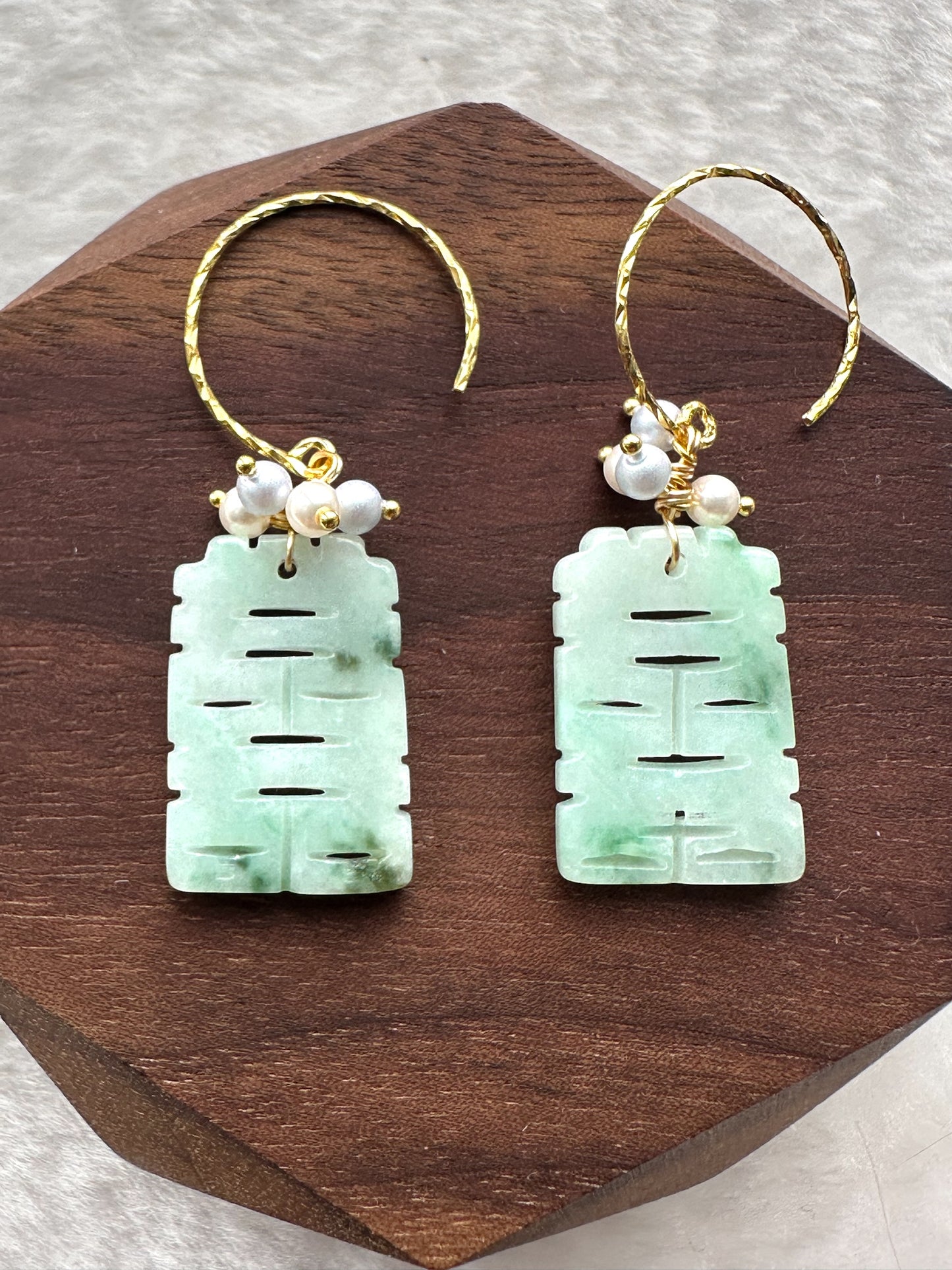 Green Xi Jadeite Earring Hooks