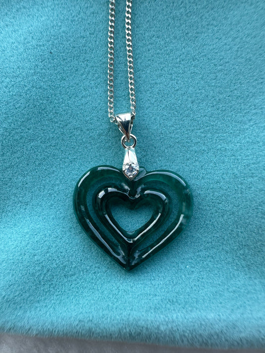 Interlocked Hearts Jadeite Necklace