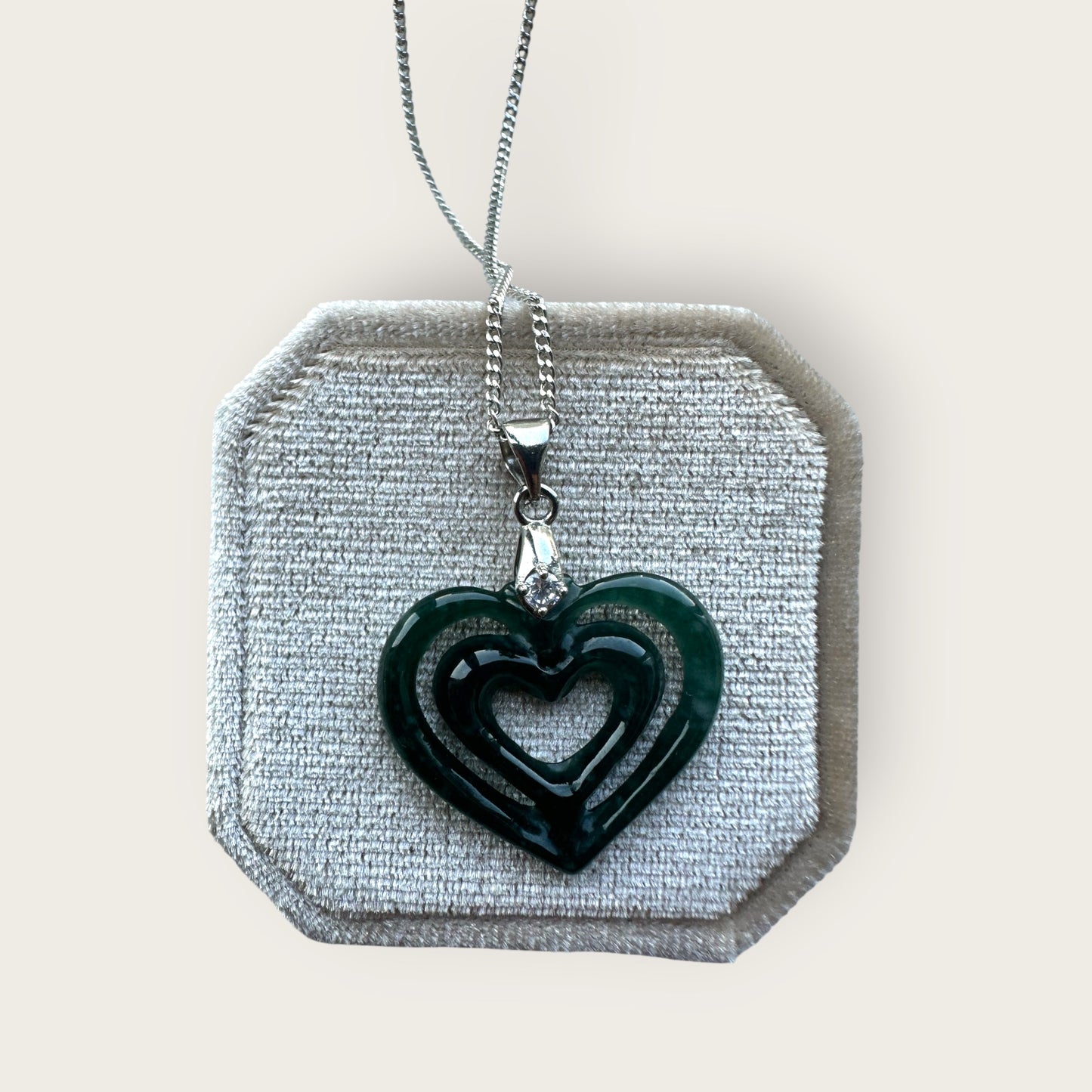 Interlocked Hearts Jadeite Necklace
