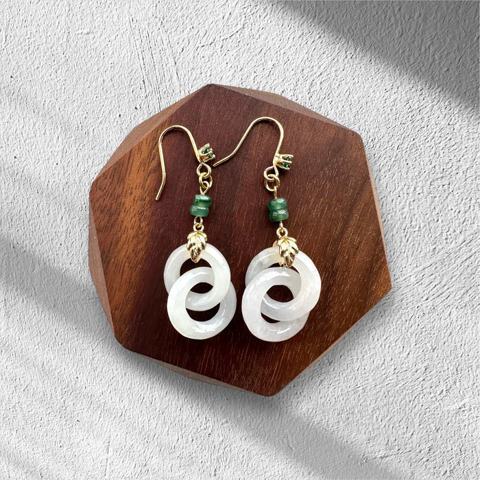 White Jadeite Interlocked Earring Hooks
