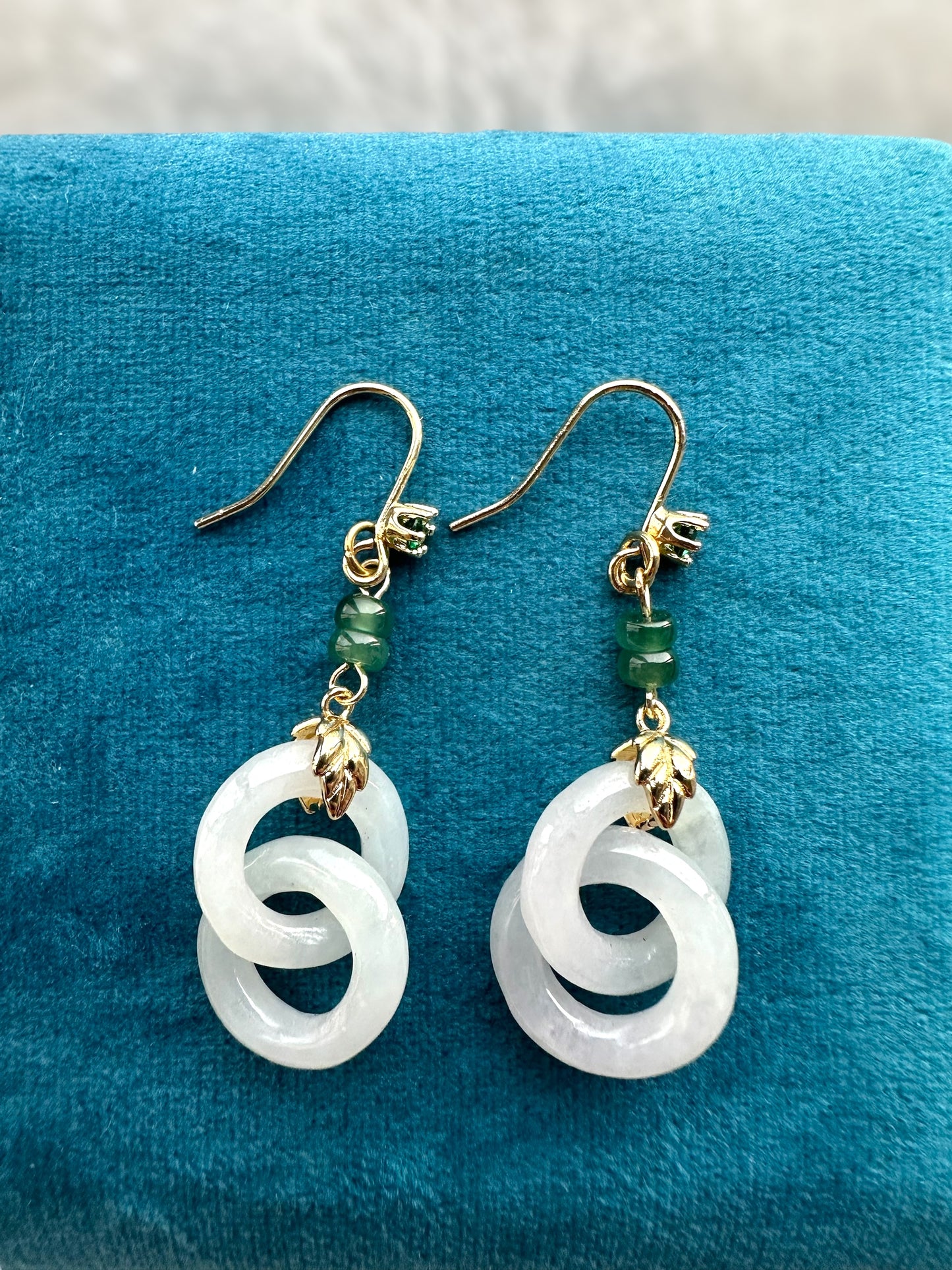 White Jadeite Interlocked Earring Hooks