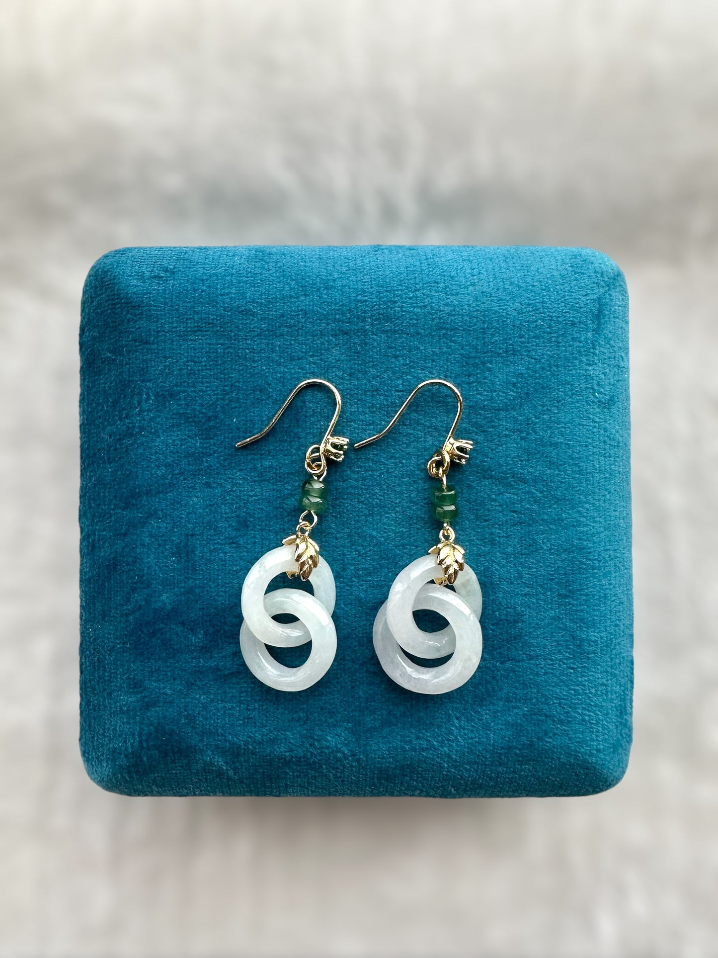 White Jadeite Interlocked Earring Hooks