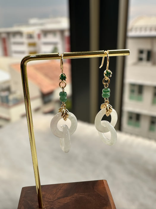 White Jadeite Interlocked Earring Hooks