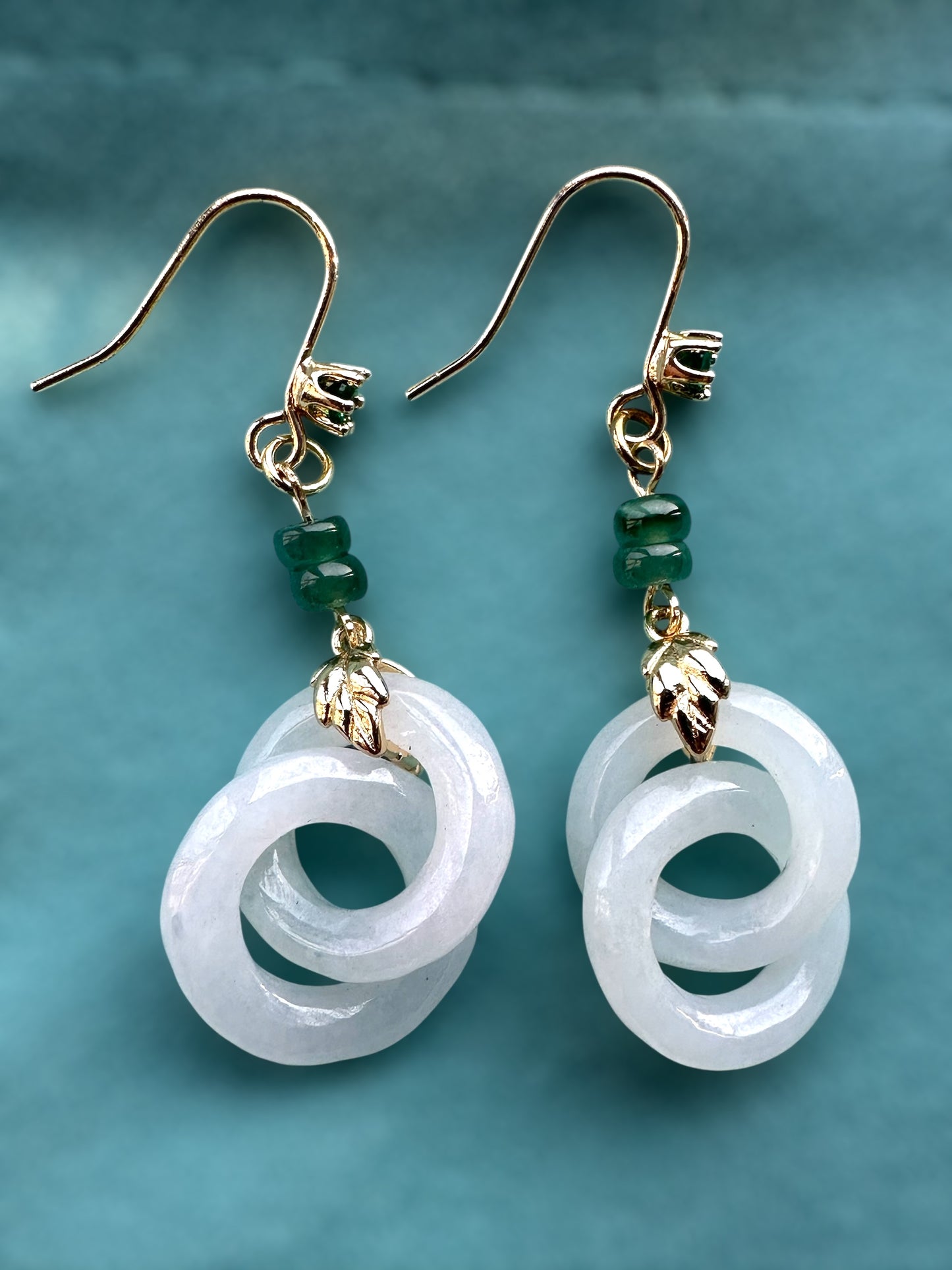 White Jadeite Interlocked Earring Hooks