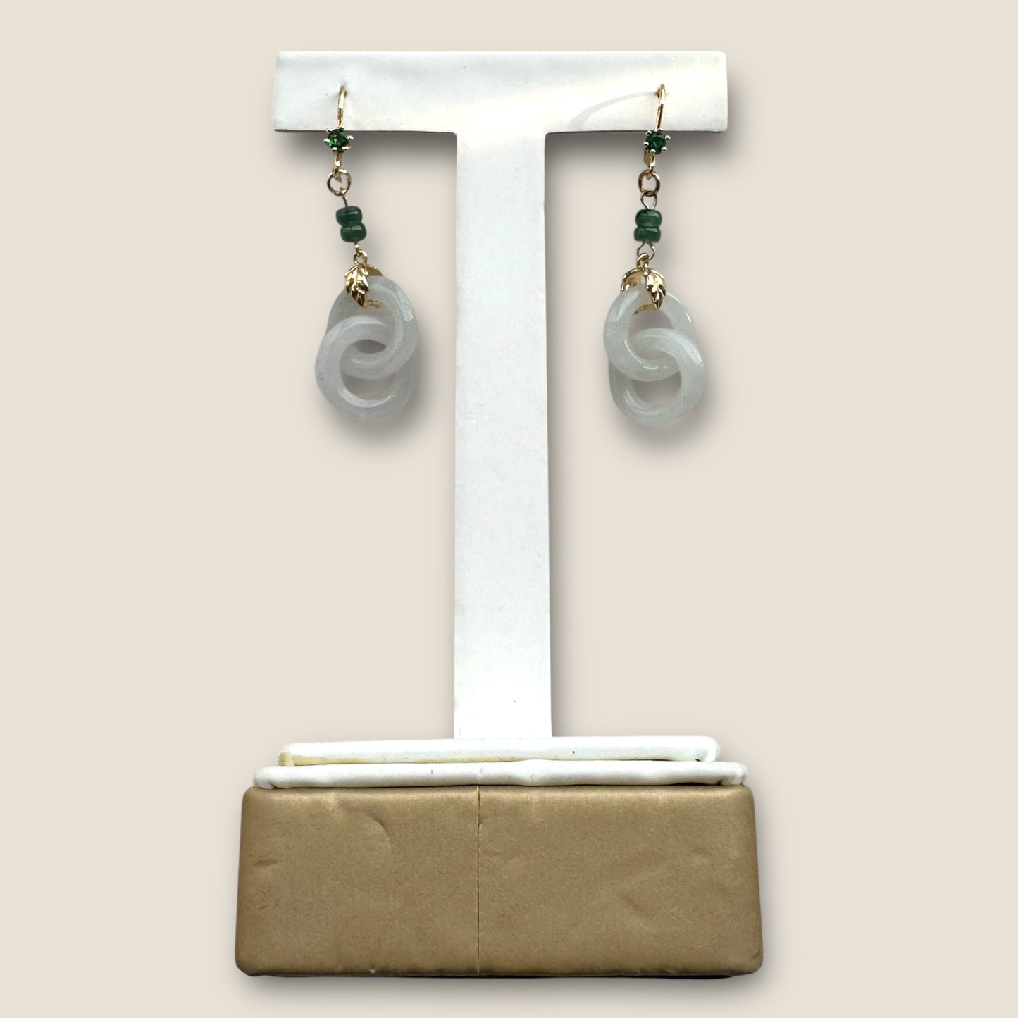 White Jadeite Interlocked Earring Hooks