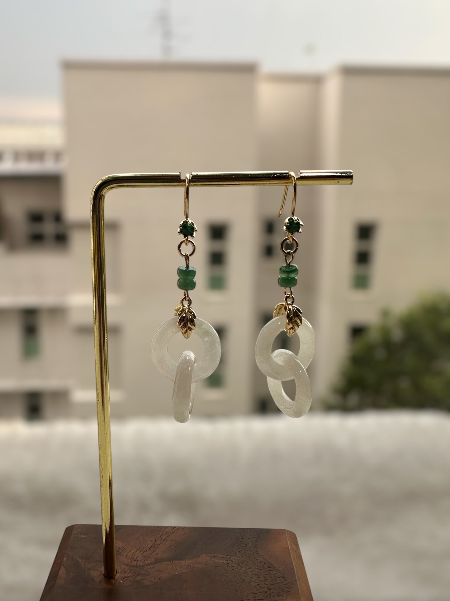 White Jadeite Interlocked Earring Hooks