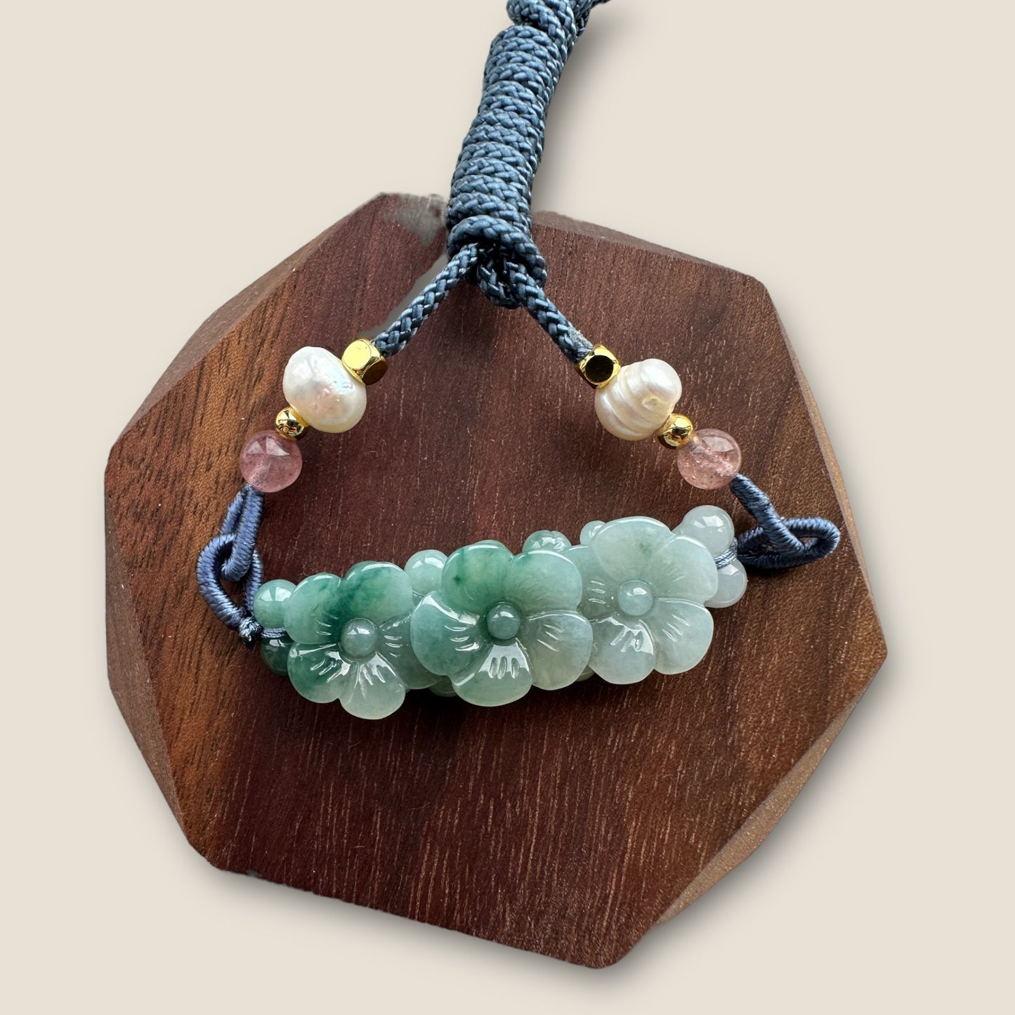 Trio Flower Jadeite Necklace