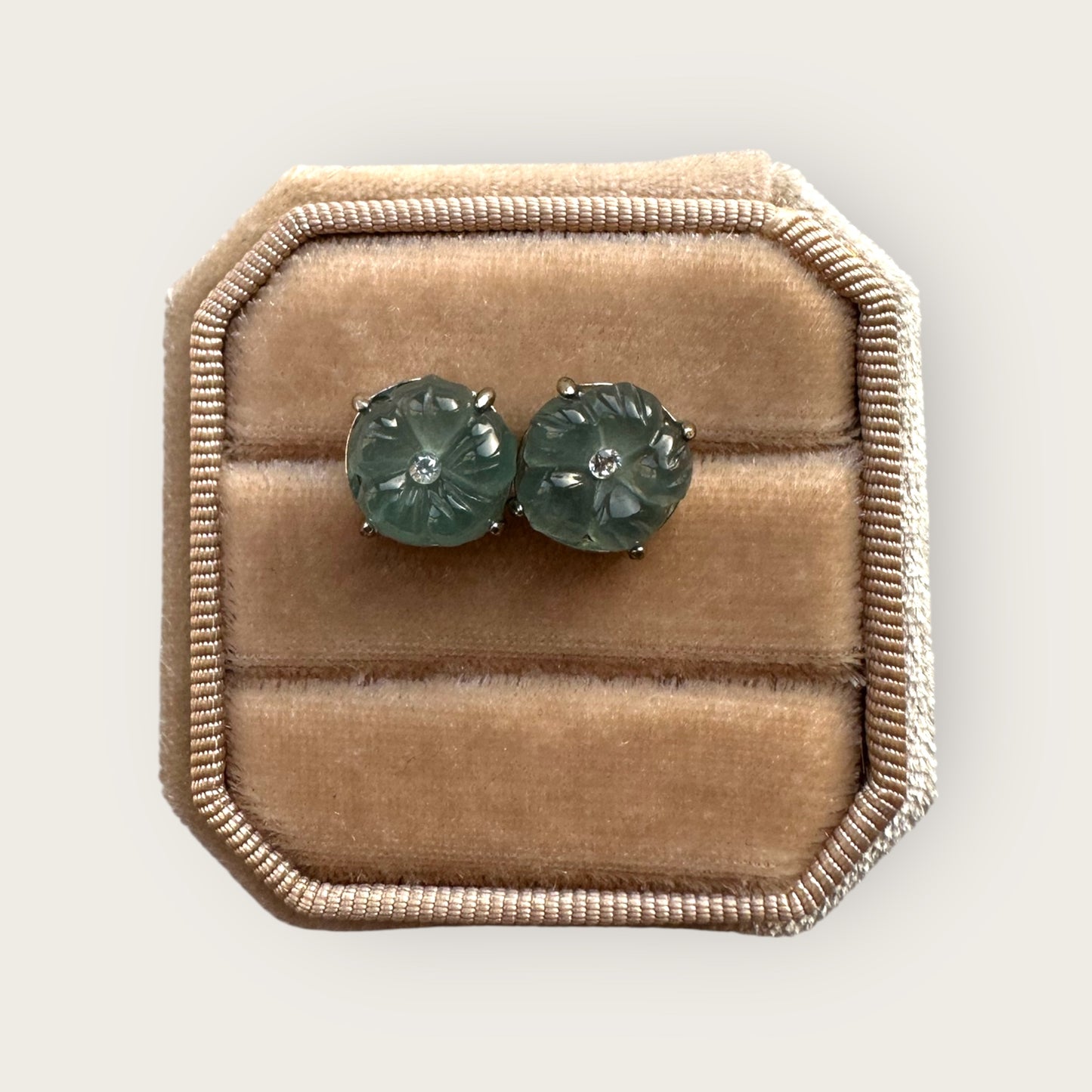 Jadeite Flower Earring Studs