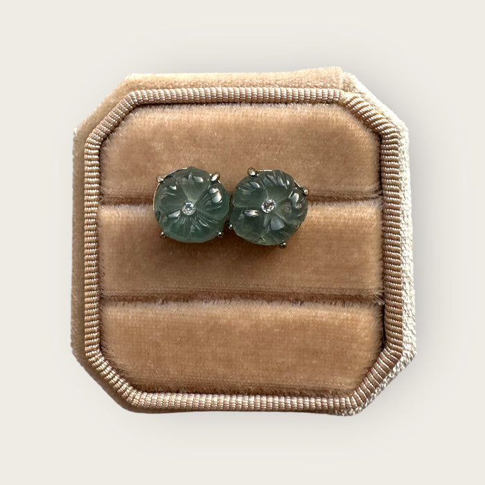 Jadeite Flower Earring Studs