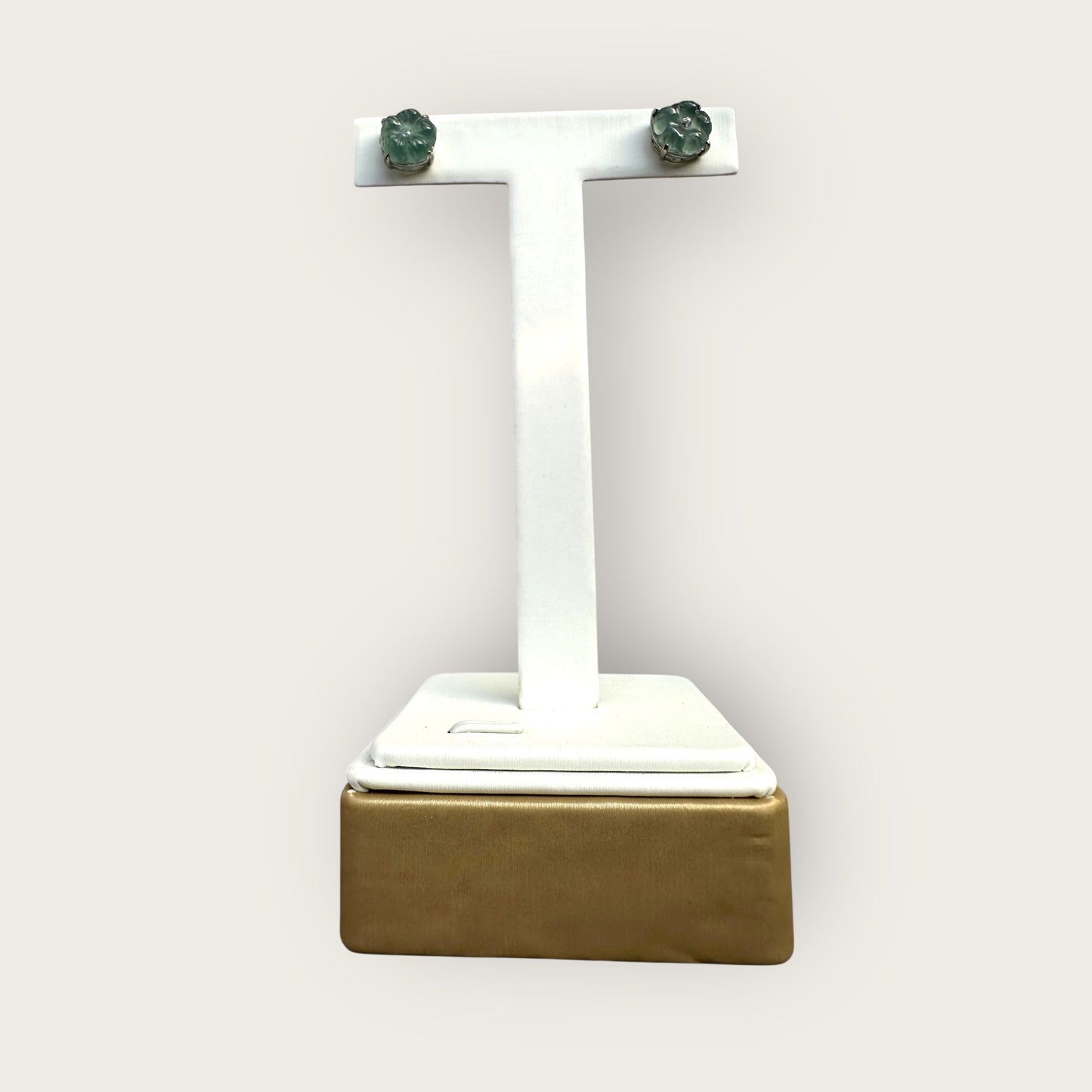 Jadeite Flower Earring Studs