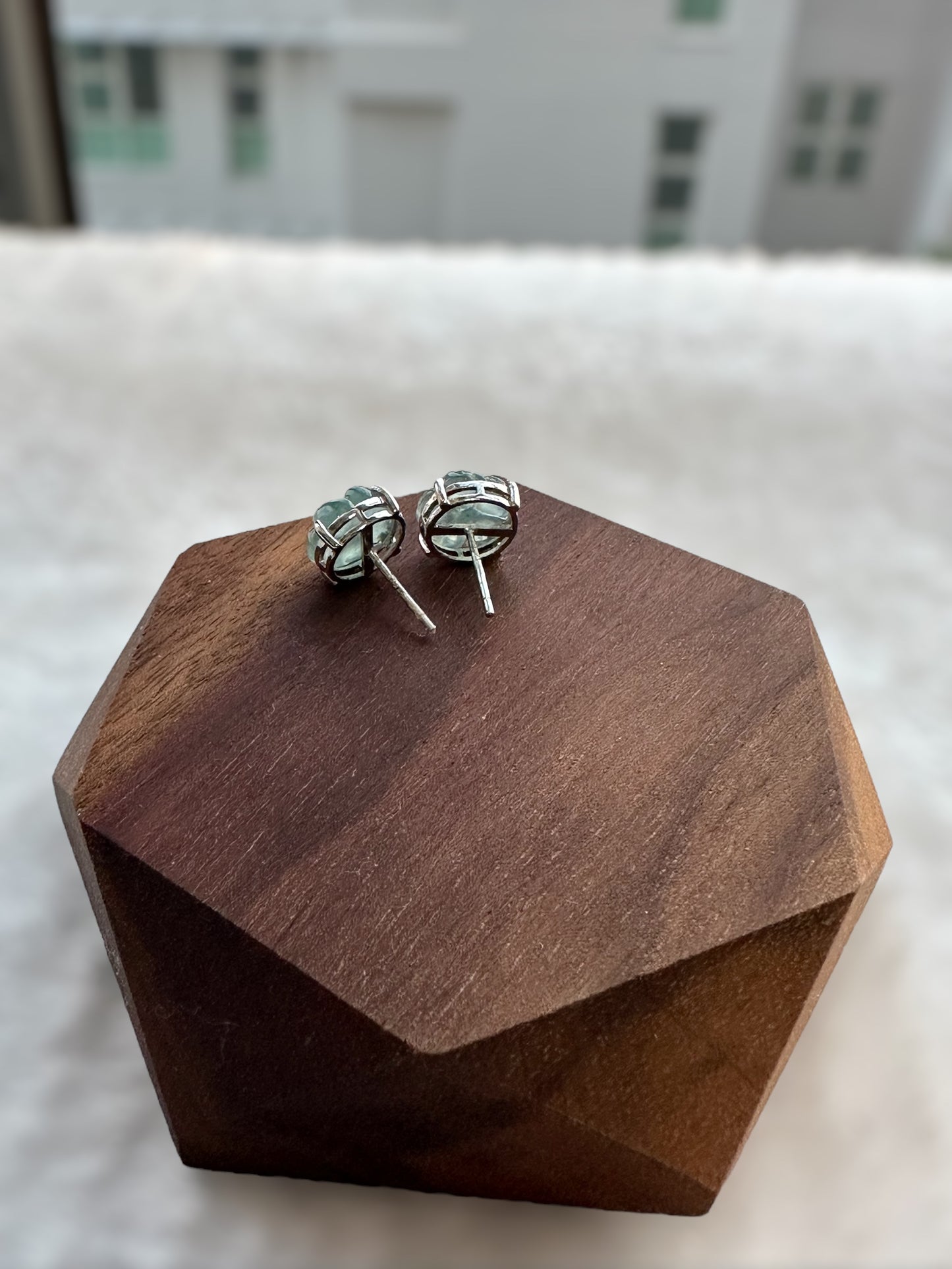 Jadeite Flower Earring Studs