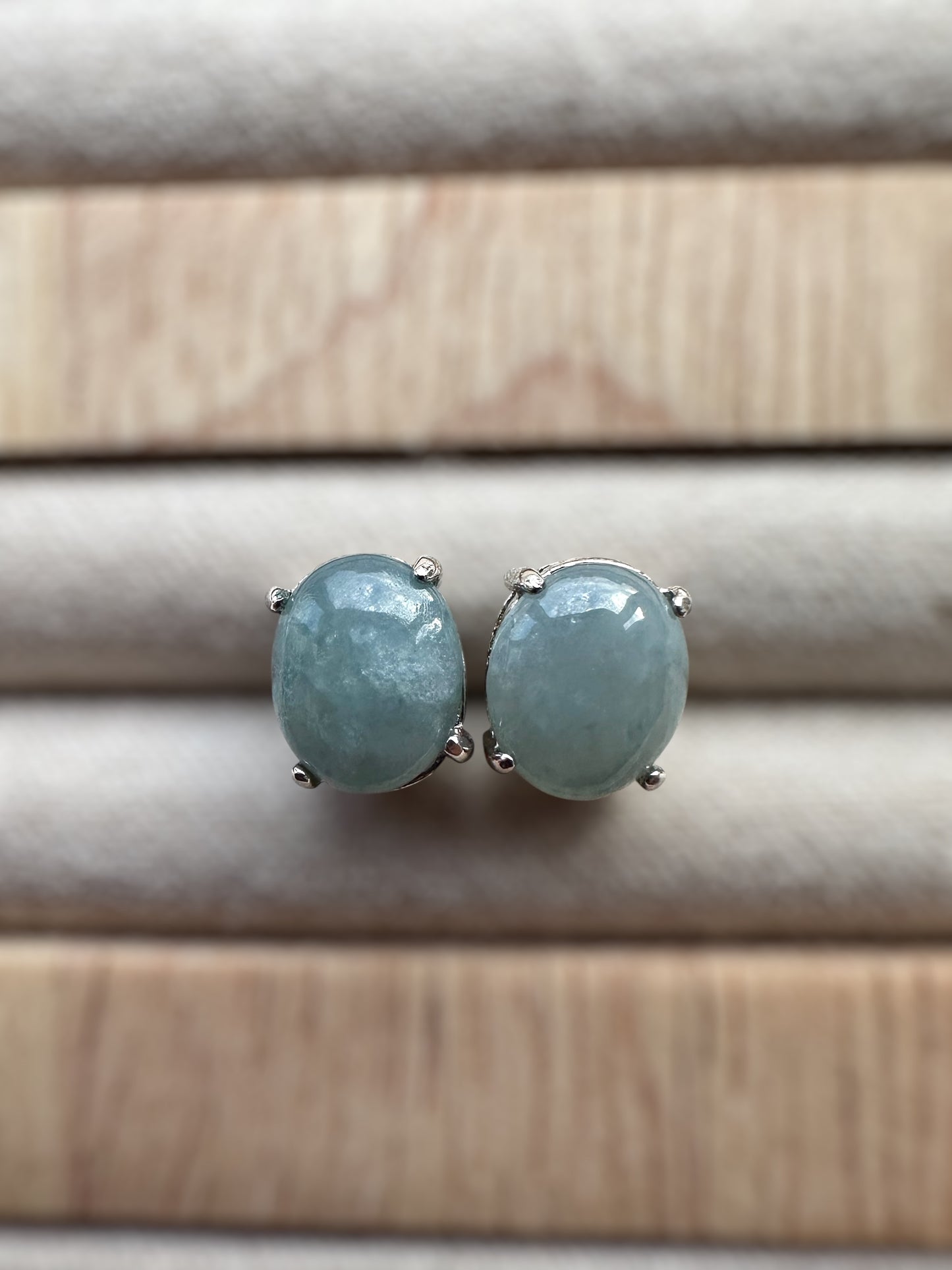 Monet Jadeite Cabochon Earring Studs