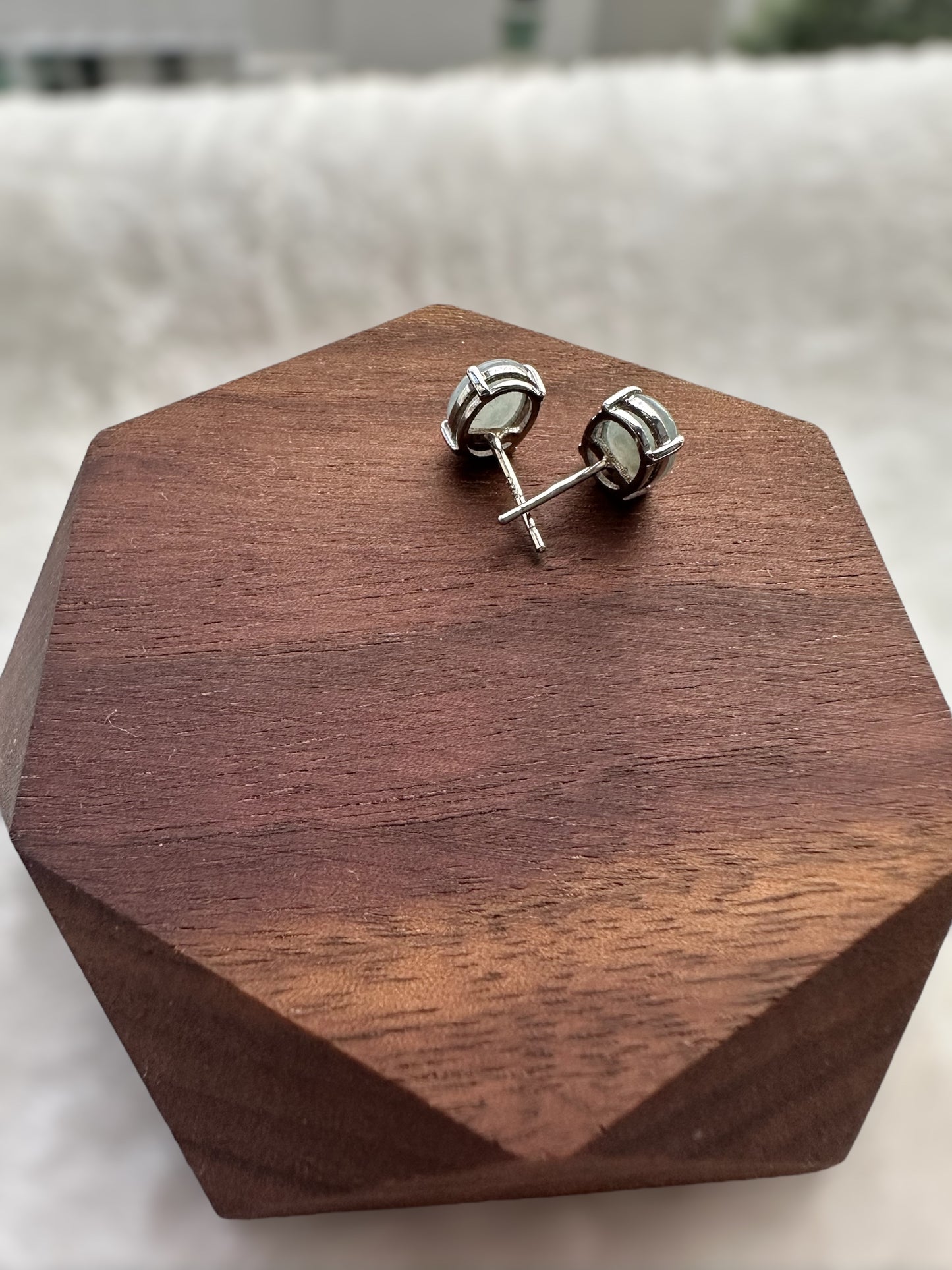 Monet Jadeite Cabochon Earring Studs