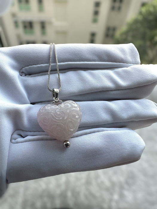Carved Heart Jadeite Necklace