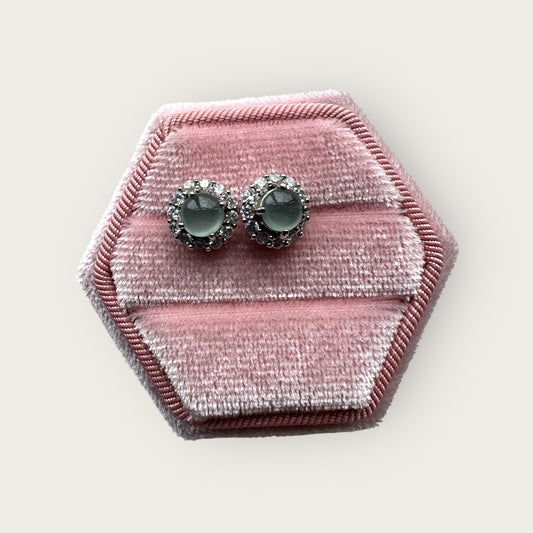 Dainty Blue Jadeite Earring Studs