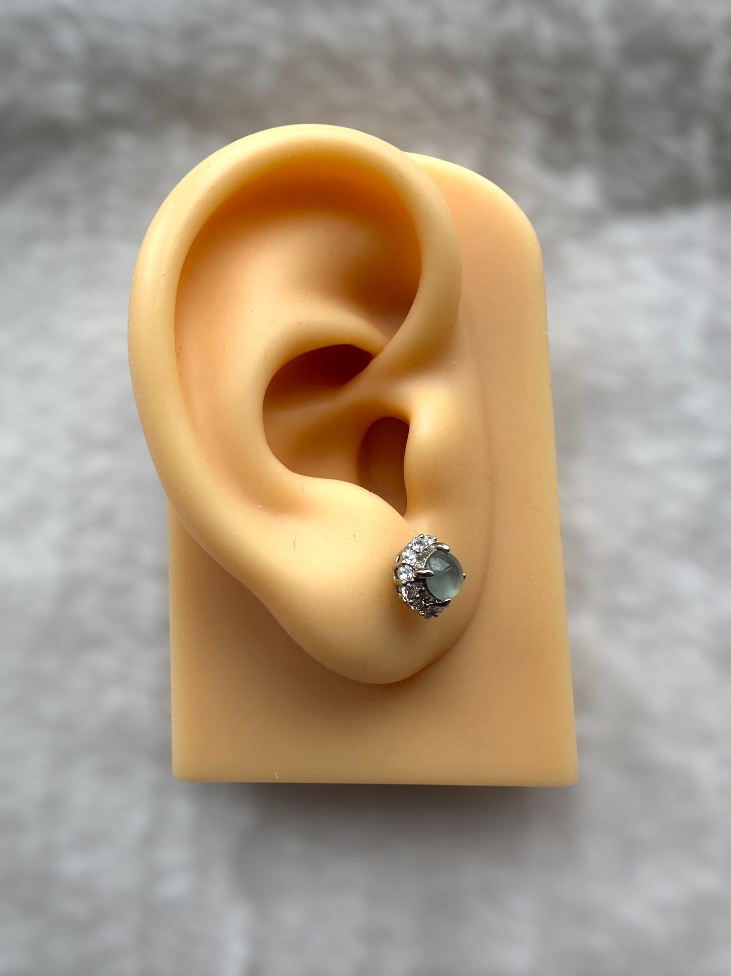 Dainty Blue Jadeite Earring Studs