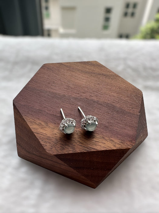 Dainty Blue Jadeite Earring Studs
