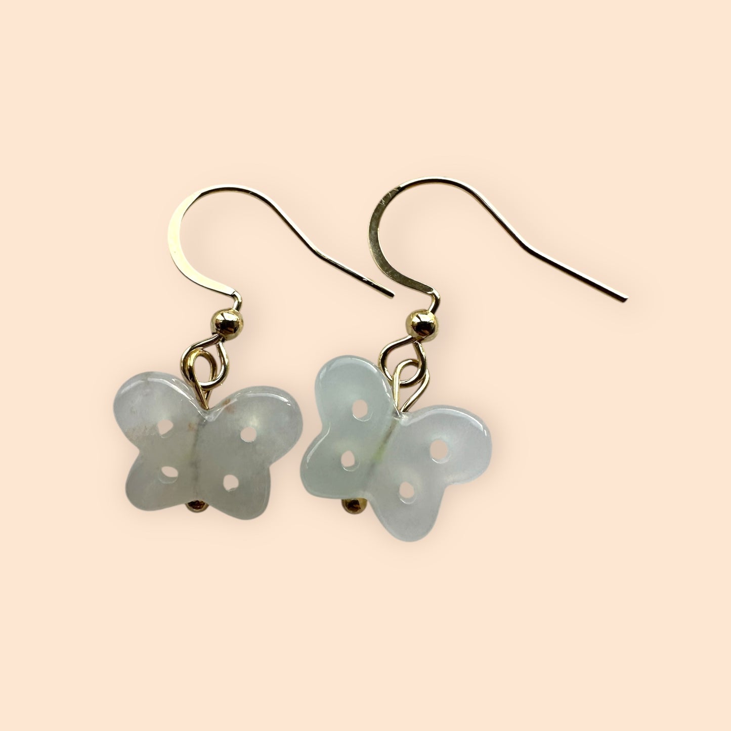 White Jadeite Butterfly Earring Hooks