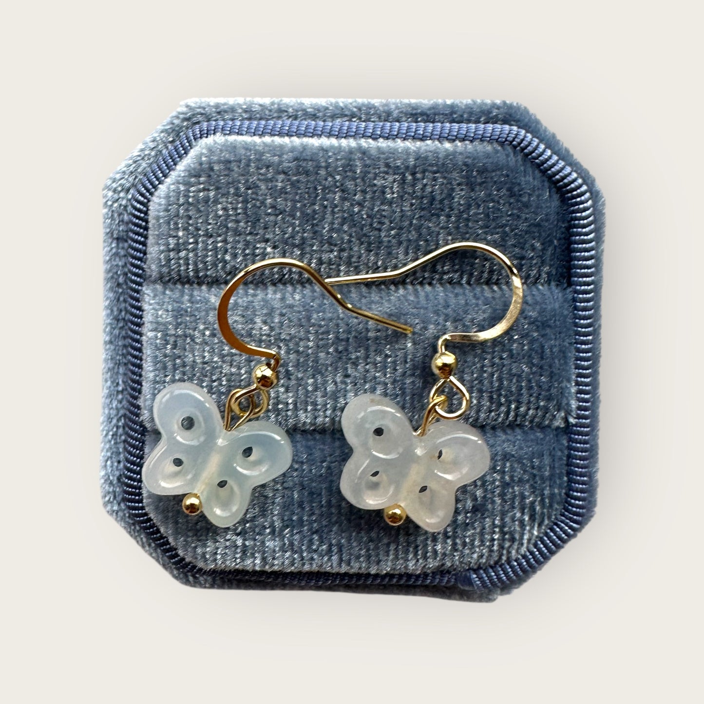 White Jadeite Butterfly Earring Hooks