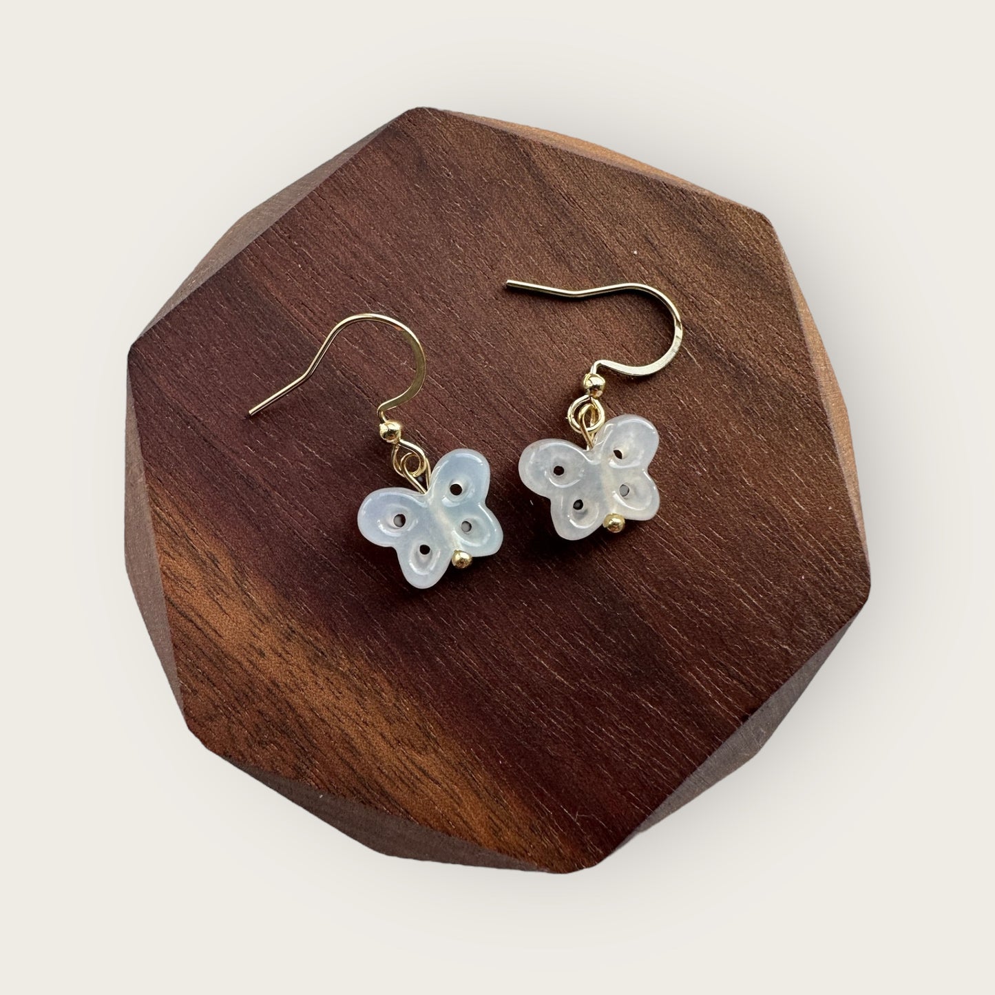 White Jadeite Butterfly Earring Hooks