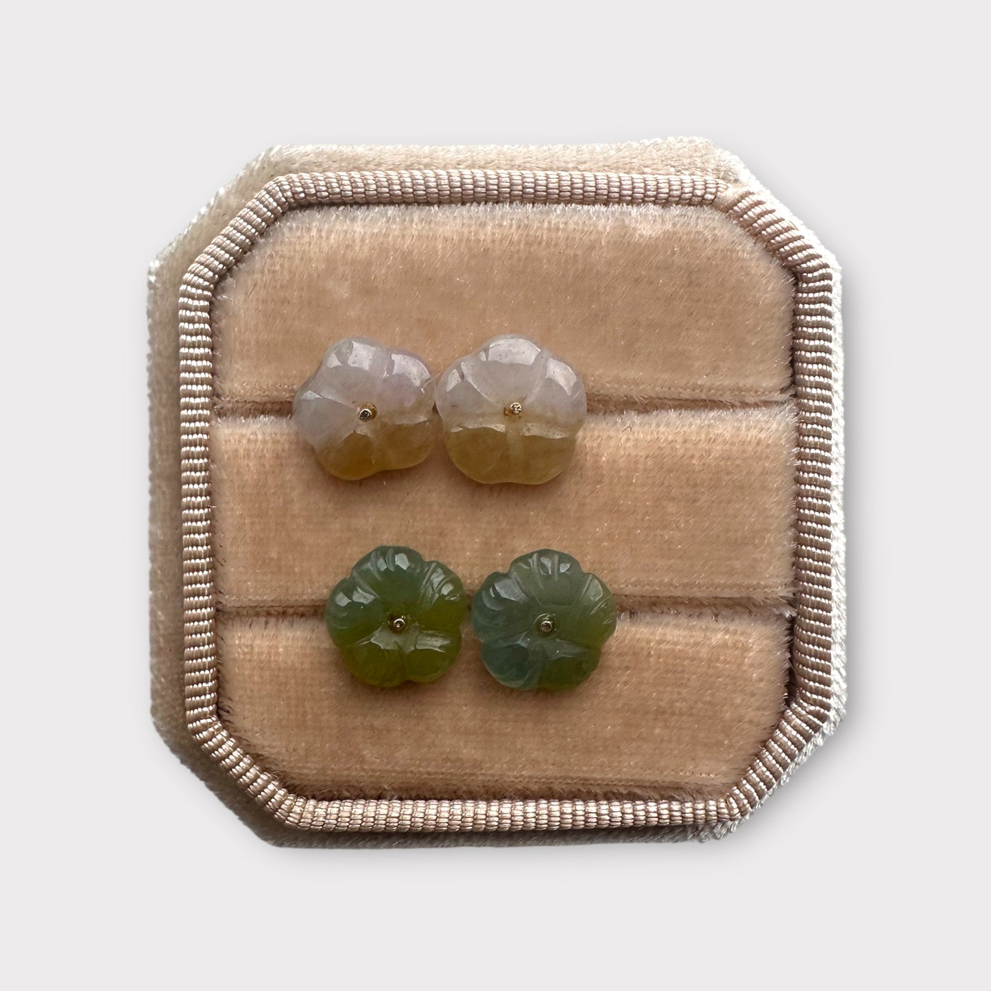 Dainty Floral Jadeite Earring Studs