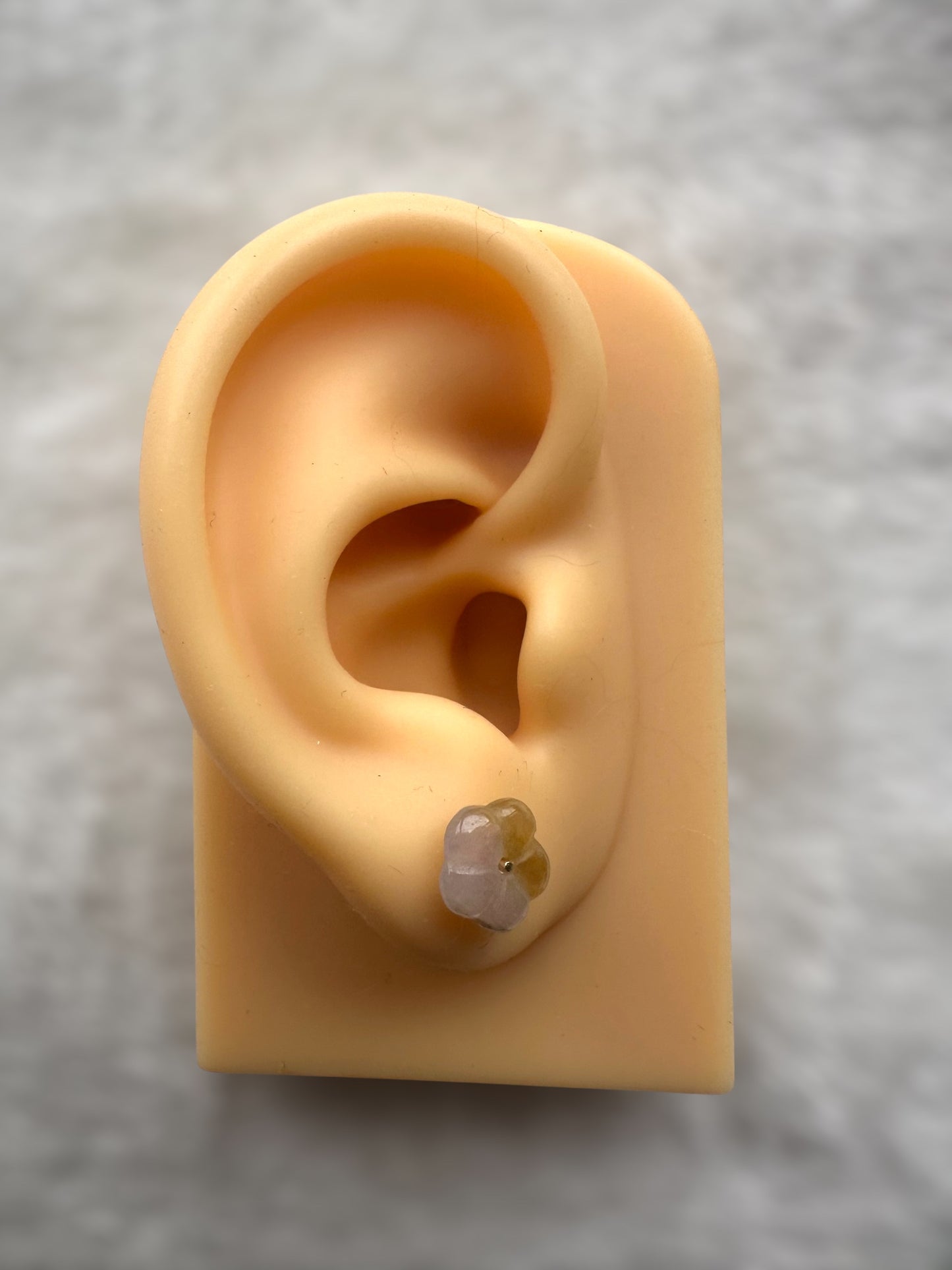 Dainty Floral Jadeite Earring Studs