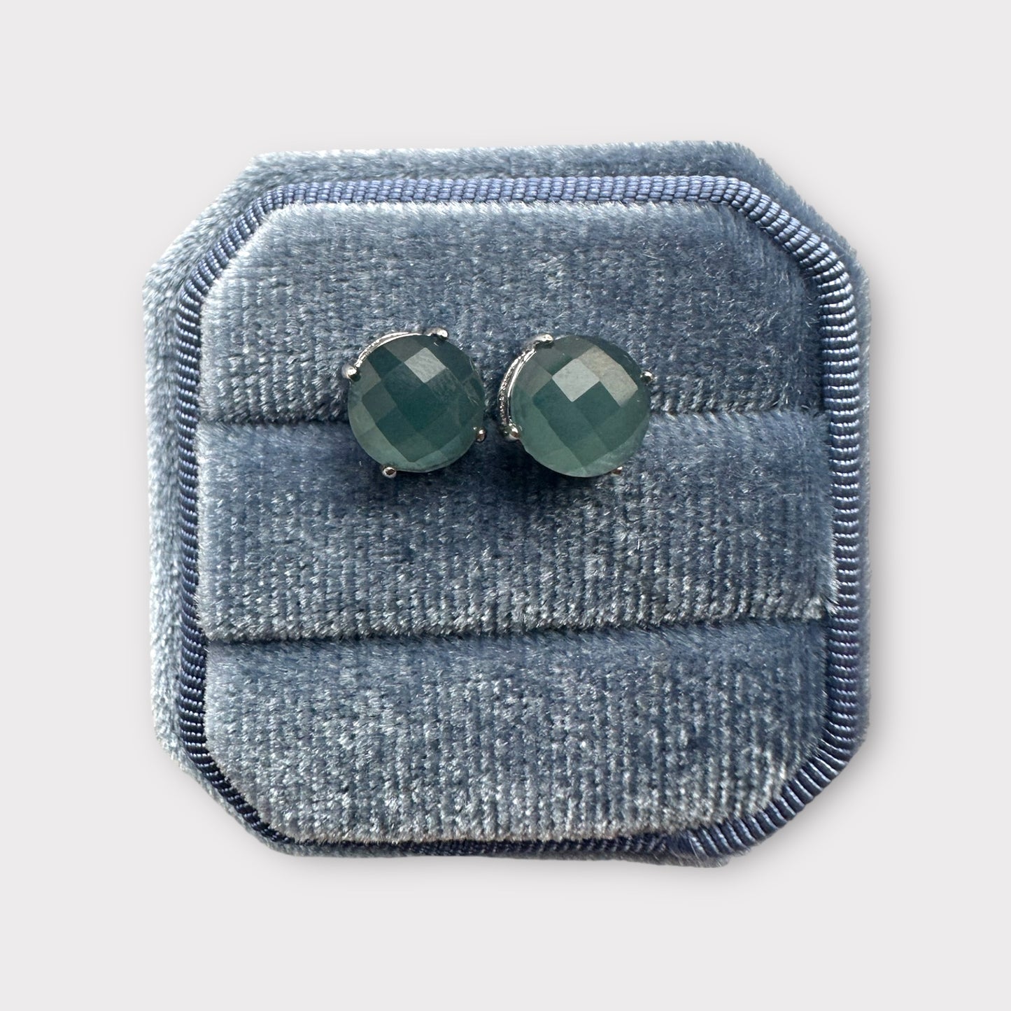 Faceted Jadeite Cabochon Earring Studs