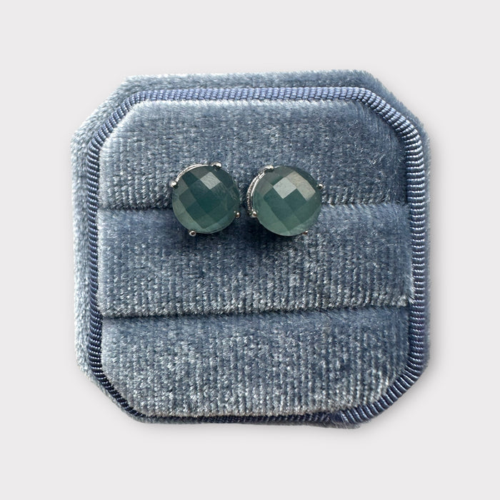 Faceted Jadeite Cabochon Earring Studs
